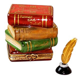 Rochard Limoges Shakespeare Stack of Books w/ Inkwell Trinket Box