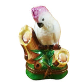 Rochard Limoges Cockatoo Pink Crested Trinket Box