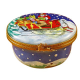 Rochard Limoges Christmas Santa in Sleigh Trinket Box