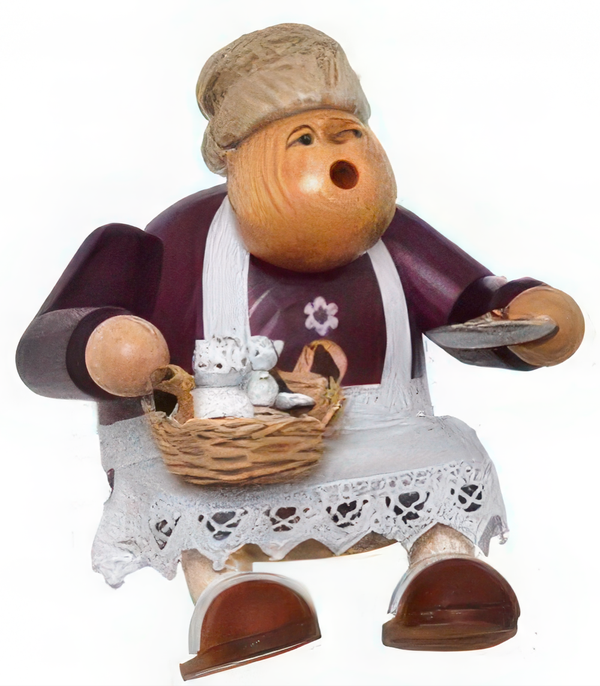 German Incense Smoker KWO Cat Sitter Grandma Handmade Wood