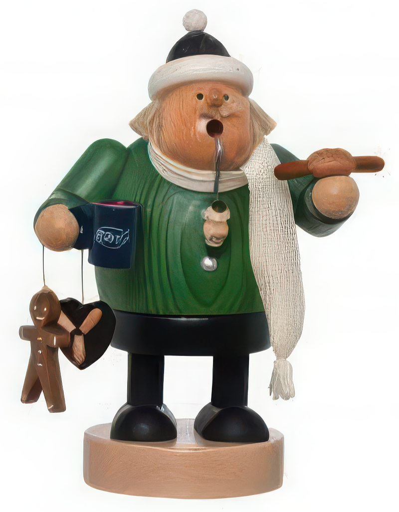 German Incense Smoker KWO Christmas Market Visitor Handmade Wood 7.5"
