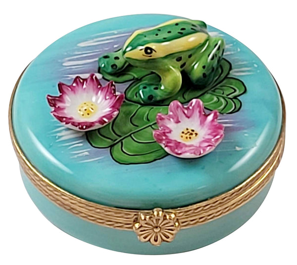 Rochard Limoges Frog on Monet Water Lilies Trinket Box