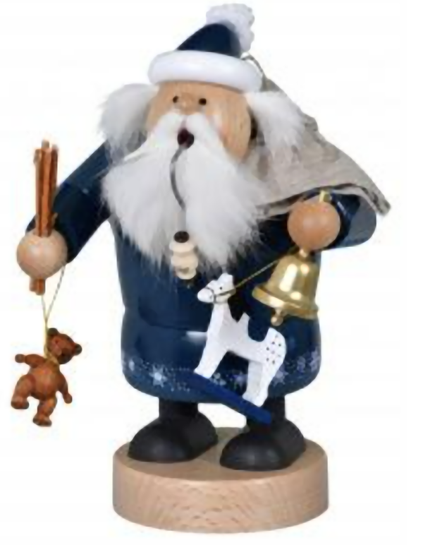 German Incense Smoker KWO Rupert Santa Claus Blue Handmade