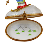 Rochard Limoges Skier on Mountain Trinket Box