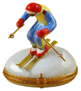 Rochard Limoges Skier on Mountain Trinket Box