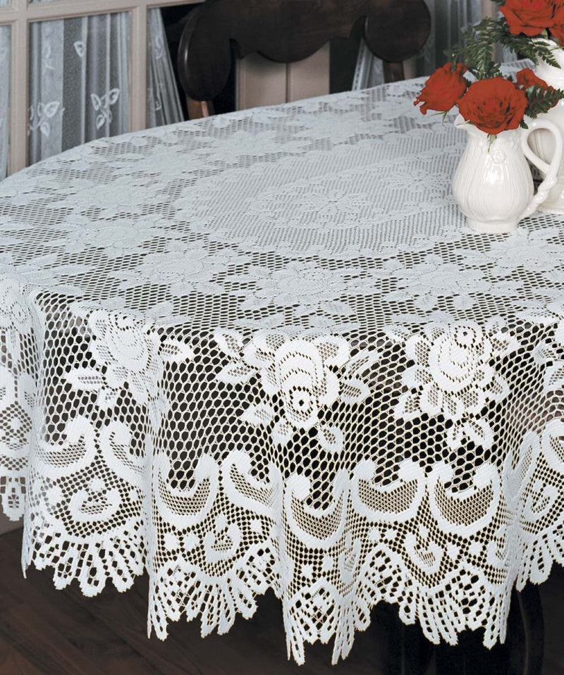 Heritage Lace ROSE Tablecloth 60 x 108 Oval ECRU Made in USA