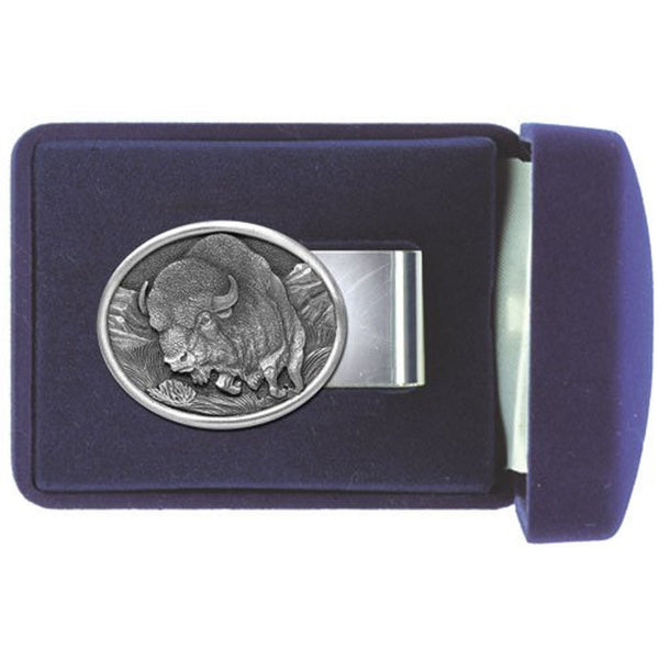 BUFFALO Money Clip Solid PEWTER w/Gift Box