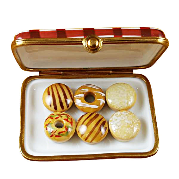 Rochard Limoges Donut Box with 6 Donuts Trinket Box
