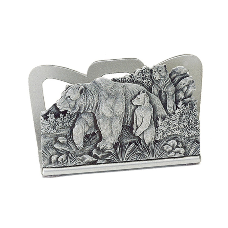 Grizzly Bear BUSINESS CARD Holder PEWTER 3 Grizzlies