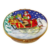 Rochard Limoges Christmas Santa in Sleigh Trinket Box