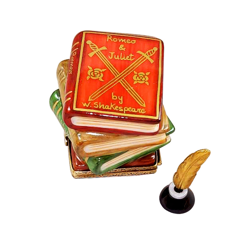 Rochard Limoges Shakespeare Stack of Books w/ Inkwell Trinket Box