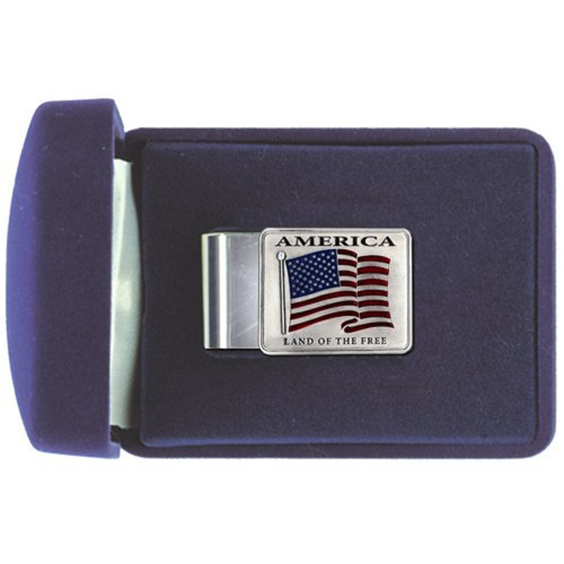 US Flag Money Clip Solid PEWTER w/Gift Box